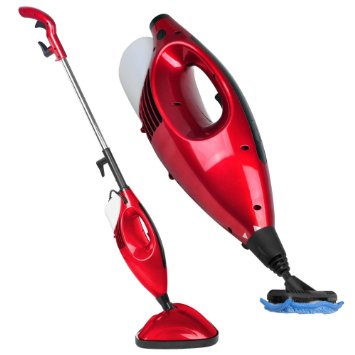 VonHaus 1600 Watt 2 in 1 Upright & Handheld 10 Function Steam Mop / Cleaner with Extra Long 6m Power Cord   2 FREE Microfiber Cloth Pads