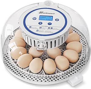 Sailnovo Egg Incubator for Hatching Chicks Holds 18 Eggs - Display, Hatch Days, Humidity Level, Automatic Turning & Stop 360° View for Hatching Chicken（Blue）