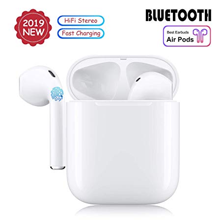 Bluetooth Headphones Wireless Earbuds with Easy Charging Case IPX5 Waterproof TWS 3D Stereo Earphones Noise-Canceling in-Ear Built-in Mic Headset for iPhone Apple Airpods Android Sport Headset
