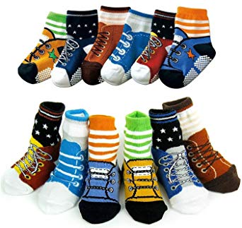 Toptim 6 Pairs Non-skid Socks,Toddler Boy and Girl Socks for 6-24 Months