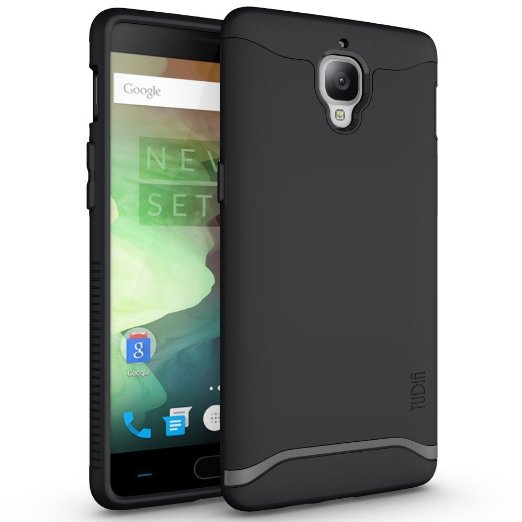 TUDIA Slim-Fit HEAVY DUTY [MERGE] EXTREME Protection / Rugged but Slim Dual Layer Case for OnePlus 3 (Matte Black)