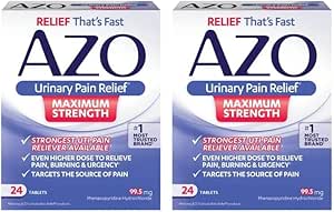 AZO Urinary Pain Relief Maximum Strength | Fast Relief of UTI Pain, Burning & Urgency | Targets Source of Pain | #1 Most Trusted Brand | 24 Tablets (Pack of 2)