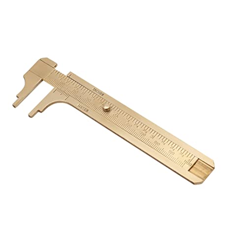 Handy Sliding Gauge Brass Vernier Caliper Ruler Measuring Tool Double Scales mm/inch Mini Brass Pocket Ruler 80mm 100mm Optional (100mm)