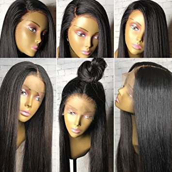 360 Lace Wig with Bbay Hair Human Hair Wigs 150%-180% 360 Wig Pre Plucked 360 Lace Frontal Wig for High Ponatail Updo 12 Inches Natural Color Hair Straight Hair Straight