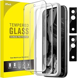 JETech Screen Protector for Google Pixel 8a 6.1-Inch with Camera Lens Protector, Easy Installation Tool, Fingerprint Compatible, Tempered Glass Film, HD Clear, 2-Pack Each