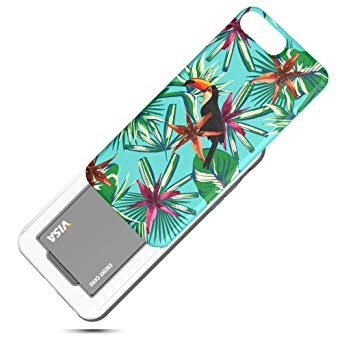 DesignSkin iPhone 8  Sliding Card Holder Case, Extreme Heavy Duty Triple Layer Bumper Protection Wallet Cover with Storage Slot for Apple iPhone 8 Plus / 7 Plus (Toucan)