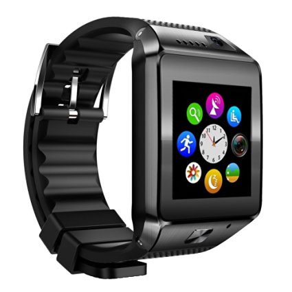 SmartWatch,SCHITEC Bluetooth Smart Watch Wristwatch Smart Phones 500mAh with SIM Card Slot for IOS Apple iphone 5S/6/6S/6S Plus/SE Android Samsung GalaxyS7/S6 Edge/ Note5/6,Nexus6/5,htc,Sony (Black)