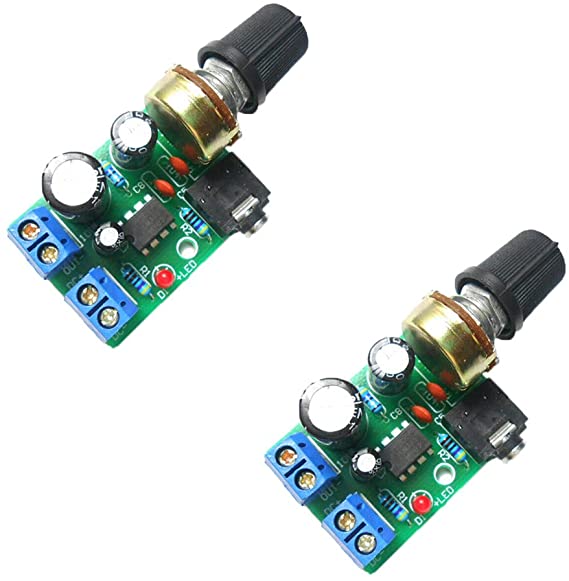 Acxico 2Pcs LM386 10W Mini Power Amplifier Board Audio Amplifier Module DC 3-12V Volume Adjustable Control