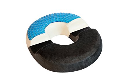 bonmedico® orthopaedic surgical ring / donut pillow with innovative gel cushion for relief of haemorrhoids (piles) and coccyx pain and discomfort, suitable for wheelchair, car seat, home, office or travel, in black