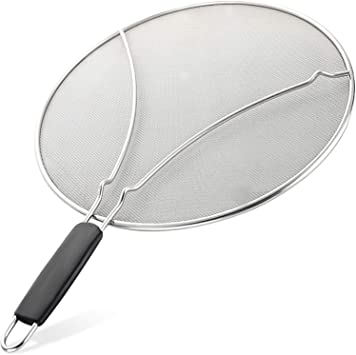 Splatter Screen for Frying Pan - Stops Almost 100% of Hot Oil Splash - Small 9.84" Stainless Steel Grease Guard Shield and Catcher- Keeps Stove and Pans Clean & Prevents Burns When Cooking by Zulay