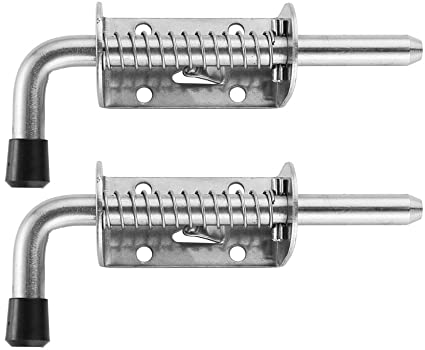 JQK Spring Loaded Latch Pin, 304 Stainless Steel Barrel Bolt Thickened 2mm Door Lock, 5 Inch Brushed Finished(2 Pack), HSB300-P2