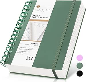 Spiral Notebook Journal,360 Pages College Ruled Notebook, Lined Thick Journals for Women Men,A5 Thick Spiral Journal for Writing,100GSM Paper, Spiral Notebooks for Work School 5.5"x8.5" Green