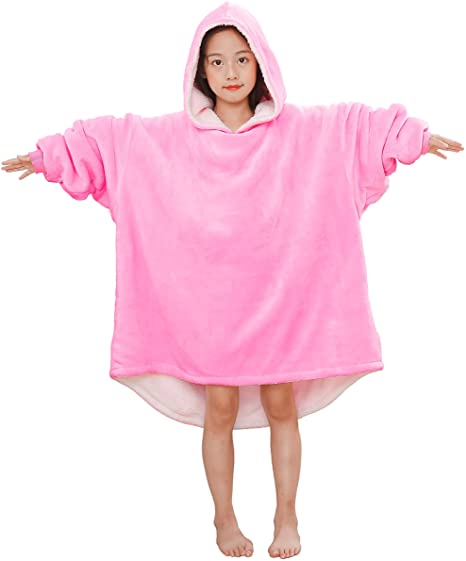 Cityoung Kids Blanket Wearable Sweatshirt Unisex Hoodie Warm Cozy Soft Oversized Fleece Pullover Boys Girls