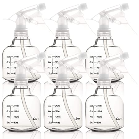 Youngever 6 Pack Empty Plastic Spray Bottles, Spray Bottles for Hair and Cleaning Solutions (12 Ounce)