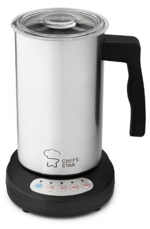 Chef's Star Automatic Electric Milk Frother and Heater Carafe With Power Base Temperature Controls