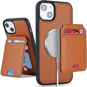 iPhone 15 Plus case with Credit Card Holder mag Safe, iPhone 15 Plus Phone Leather Case Wallet for Women Compatible mag Safe Wallet Detachable 2-in-1 for Men-Brown