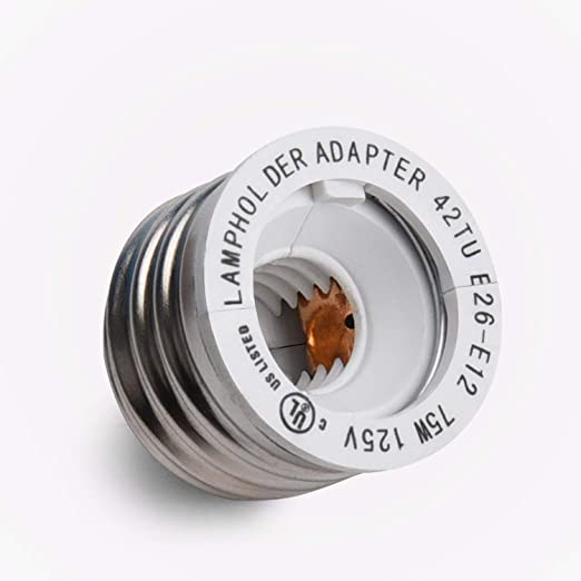 1pc Medium Edison Screw (E26/E27) to Candelabra Screw (E12) Light Bulb Socket Adapter Converter Reducer (E26 to E12 Adapter)