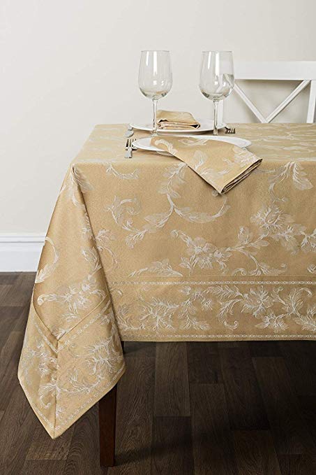 Benson Mills Harmony Scroll Tablecloth (Gold, 60" X 120" Rectangular)