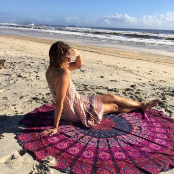 Indian Mandala Round Roundie Beach Throw Tapestry Hippy Boho Gypsy Cotton Tablecloth Beach Towel