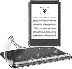 MoKo Case for 6" ALL-New Kindle (11th Generation-2022 Release), Ultra Clear Soft Flexible Transparent TPU Skin Bumper Back Cover Shell, Clear Glitter