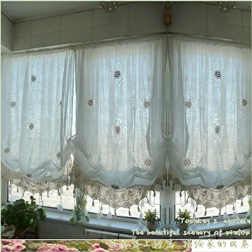FADFAY Pastoral Style Adjustable Balloon Curtain Living Room Shade Curtains for Living Room Set