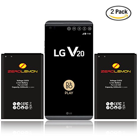 ZeroLemon LG V20 3200mah Battery, LG BL-44e1F Replacement 3200mah Slim Battery for LG V20 Cell Phone - 2-Pack