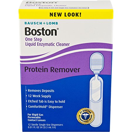 Bausch & Lomb Boston One Step Liquid Enzymatic Cleaner, Protein Remover, 0.01 Fluid Ounce, 12 Count