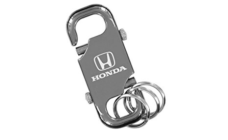 Honda Dual Clip Key Chain Black Nickel Finish With Quick Release Key Chain Rings