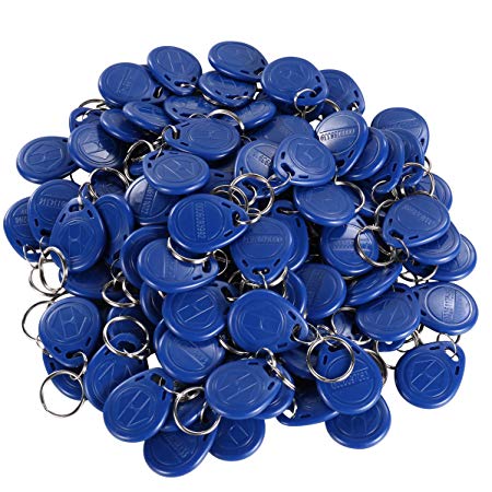 UHPPOTE Proximity 125KHz RFID EM-ID Card Tag Token Keyfob Read Only Color Blue (100 Pack)