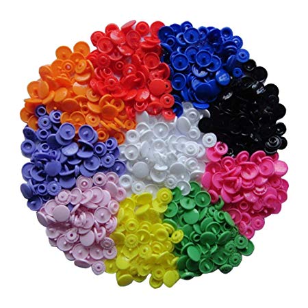 150 Complete Sets KAM Snap Kits Plastic Resin Snap Fastener Buttons KAM T5 Size 20 (1/2") Assorted Rainbow Colors