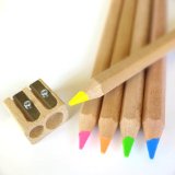 Eco Highlighter Pencils - Set of 5 Colors - Will Not Bleed or Dry Out - Includes Wooden Sharpener