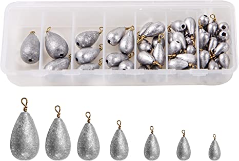 Shaddock Fishing 54pcs/Box Assorted Bell/Bass Casting Sinkers Weights Kit Saltwater Fishing Weights-Total 13OZ in A Handy Box