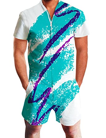 Uideazone Men Summer Shorts 3D Printed Bro Romper Jumpsuit One Piece Romper Outfits