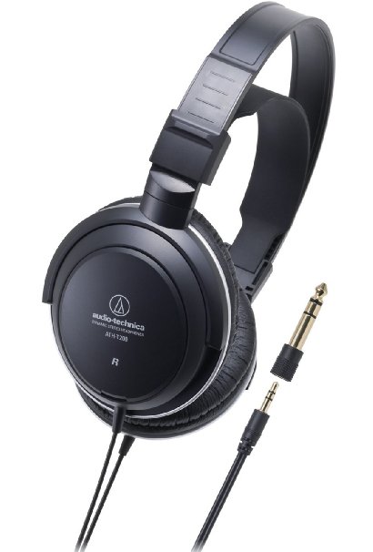 Audio-Technica ATH-T200 Closed-Back Dynamic Monitor Headphones with 40mm Driver - Black