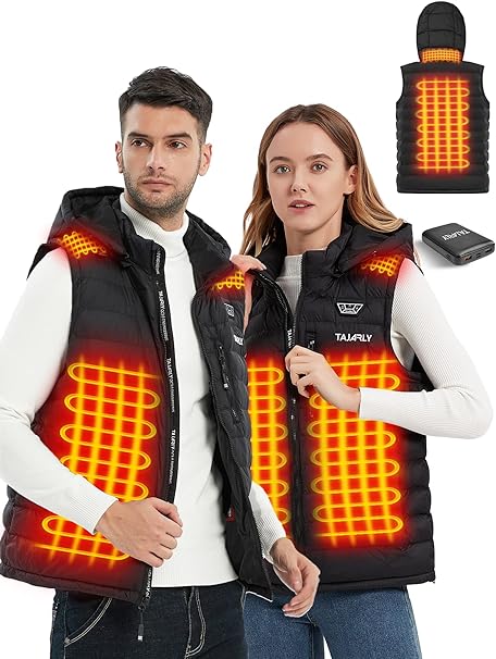 TAJARLY Heated Vest For Men and Women, Lightweight Unisex Heating Vest With Battery Pack 7.4V 14400mah