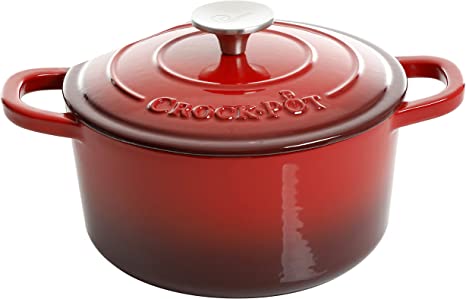 Crock-Pot Artisan Round Enameled Cast Iron Dutch Oven, 3-Quart, Gradient Red