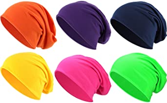 Outus 6 Pieces Thin Knit Slouchy Beanies Cap Chemo Sleep Cap Dwarf Hat for Women Men