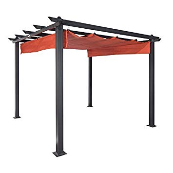 Coolaroo Constantine Pergola, Backyard or Patio Shade Pergola, Light Filtering 90% UV Block, (9' X 9'), Terracotta