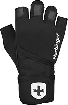 Harbinger Pro Wristwrap Weightlifting Gloves, Medium, Black