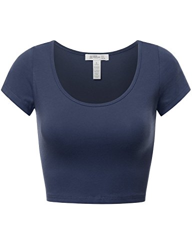 Fifth Parallel Threads FPT Womens Basic Short Sleeve Scoopneck Crop Top