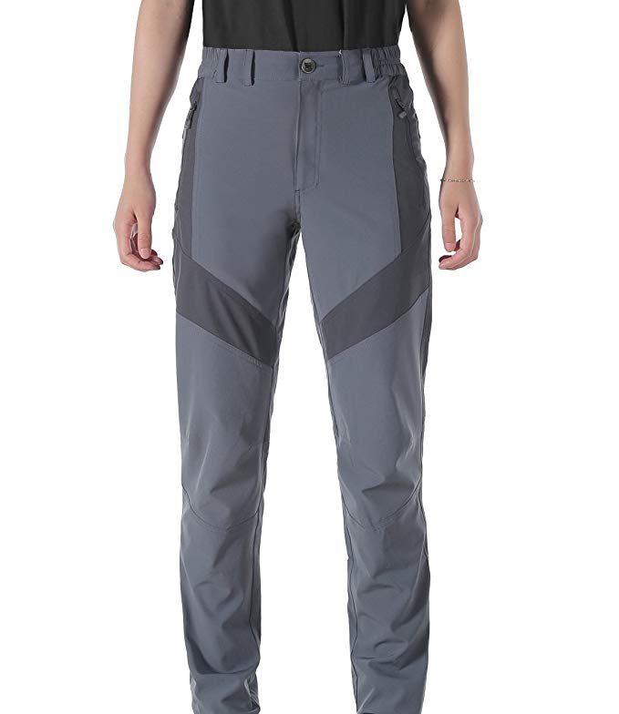 Makino Men/Women's Long/Convertible Quick Dry Hiking Pants with Waistband (Brown/Green/Grey)