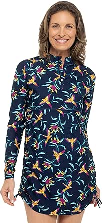 Coolibar UPF 50  Women's Lawai Ruche Swim Shirt - Sun Protective