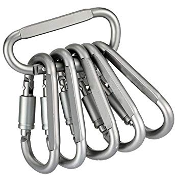 Pack of 6 Aluminum Alloy D-ring Locking Carabiner Screw Lock Hanging Hook Buckle Keychain for Outdoor Camping Hiking