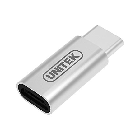 [Type C Adapter] UNITEK USB-C to Micro USB Adapter Type C Male to USB Micro B Female, Charge and Data Sync Converter Cable Connector for Nexus 5X, 6P, OnePlus 2, Lumia 950 XL (1Pack-Silver).