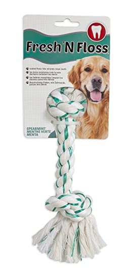 Aspen/Booda Corporation DBX52302 Fresh and Floss 2-Knot Spearmint Toy for Pets, Medium