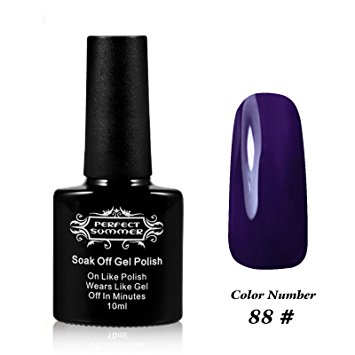 Perfect Summer UV LED Soak Off 10ml Gel Nail Polish Fast Quick Drying Nail Lacquer Varnish, Colors #88 Eggplant Purple