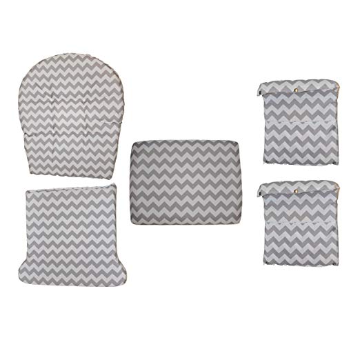 Storkcraft Hoop Glider and Ottoman Replacement Cushion Set– Stylish Cushion Replacement Set for Glider and Ottoman, 5 Pieces, Padded Arm Rests, Durable and Spot Cleanable (Gray Chevron)