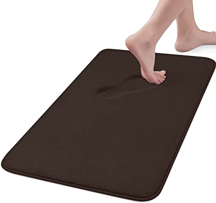 MAYSHINE Memory Foam Bathroom Rugs Non-Slip Water Absorbent Fast Dry Luxury Soft Bath mat (17x24 Inches, Brown)