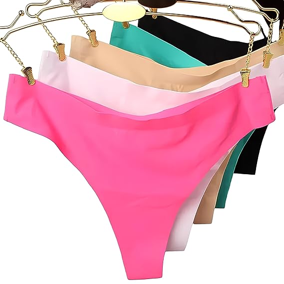 Diver Women's Cotton Seamless Anti Bacterial Thong Low Rise Sexy Solid G-String Thong Bikini T-String Sexy Lingerie Panties Briefs Pack of -3(DNE-1007 Multicolour Free Size)