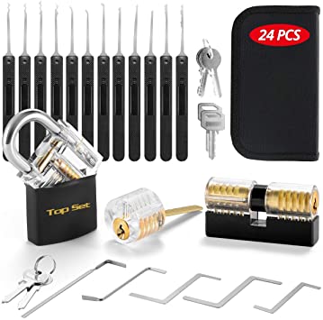 Lock Set Stainless Steel, 3 Locks 6 Keys 17 Tools and 3 Silicone Lock Covers